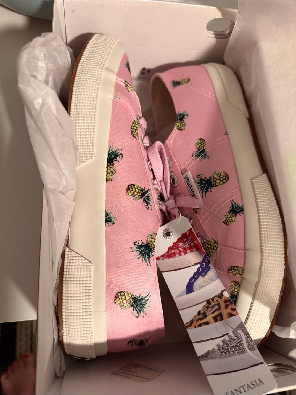 Superga Pink Canvas Pineapple Print Low-Top Sneakers